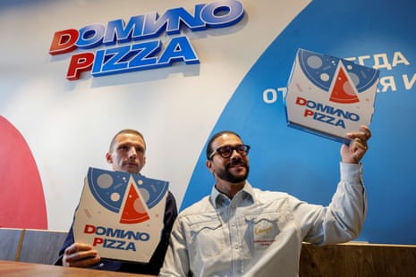 Anton Pinskiy and Timati unveiling their barely changed brand Domino Pizza, after taking over Russian Domino’s.