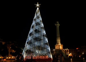 The tree in Rossio Square in Lisbon, Portugal
