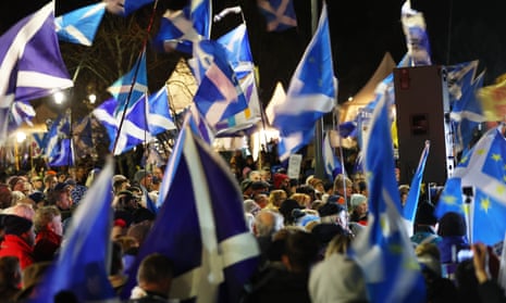 Independence supporters rallying outside Holyrood on the day the supreme court ruled the Scottish government could not hold a referendum without Westminster’s approval.