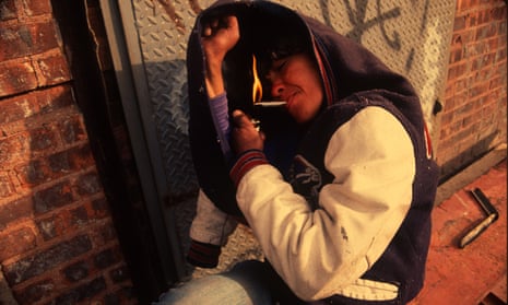 A crack user in Bushwick, Brooklyn, in 1991.