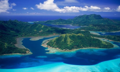Aerial view of Huahine Island in French Polynesia<br>DP02R3 Aerial view of Huahine Island in French Polynesia