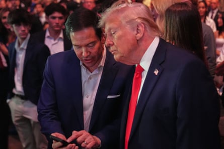 Donald Trump and Marco Rubio watched Saturday’s fights in Miami.