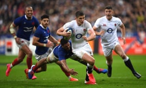 England’s Owen Farrell breaks through a tackle against France in February. The new calendar may move Six Nations fixtures away from the winter months.