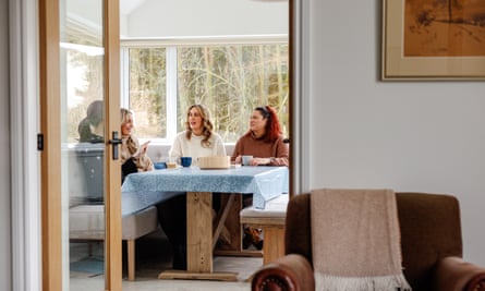 Antonia Wilson and friends in the cottage.