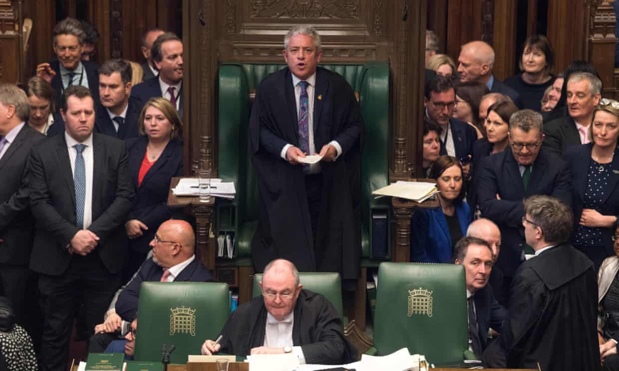 The Speaker, John Bercow, with MPs during a debate on the withdrawal agreement