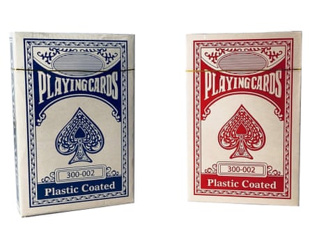 2 Decks of Professional Plastic Coated Playing Cards Poker Size in Red and Blue.