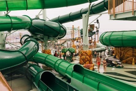 The Grandiosa’s water slides, located on deck 19, the highest onboard