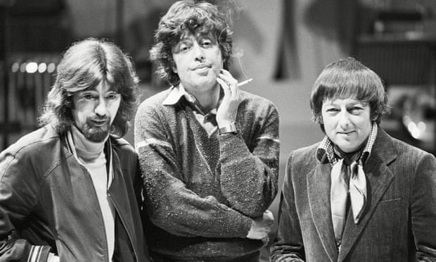 From left, Trevor Nunn, Tom Stoppard and André Previn at the Mermaid theatre, London, for the play Every Good Boy Deserves Favour.