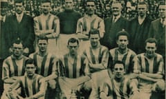 Motherwell with what is believed to be the trophy they won after they beat Real Madrid in 1927