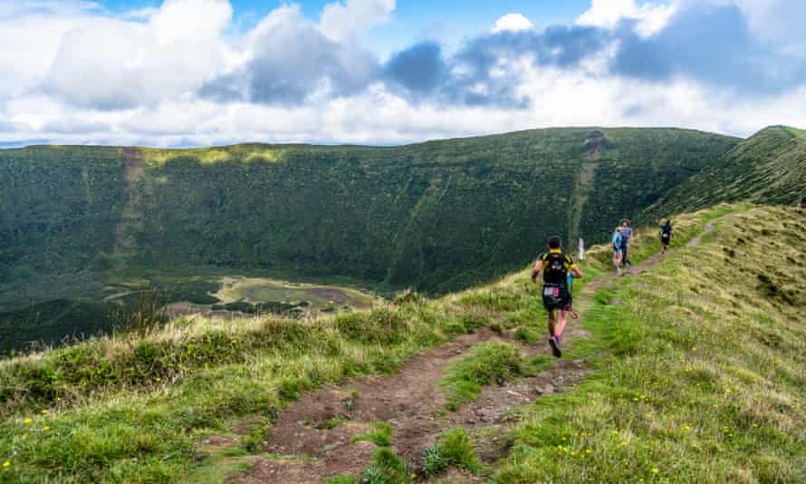 Azores Trail Run. Caldeira in the center of island of Faial