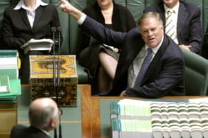 Kim Beazley takes on John Howard in question time. In 1998 ‘the prevailing wisdom held that Labor could surf the GST to victory’. Photograph: Alan Porritt/AAP