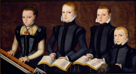 A Group of Four Children Making Music by Master of the Countess of Warwick.