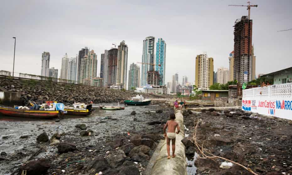 Rory Carroll in Panama City The skyscrapers are coming and soon Boca la Caja, a slum of mud, boats and fishermen on the edge of Panama City, will disappear.