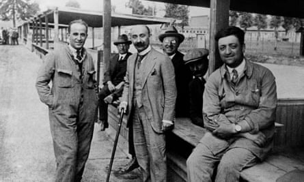 Enzo Ferrari (right) in the pits at Monza in 1923.