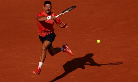 Novak Djokovic in action against Karen Khachanov