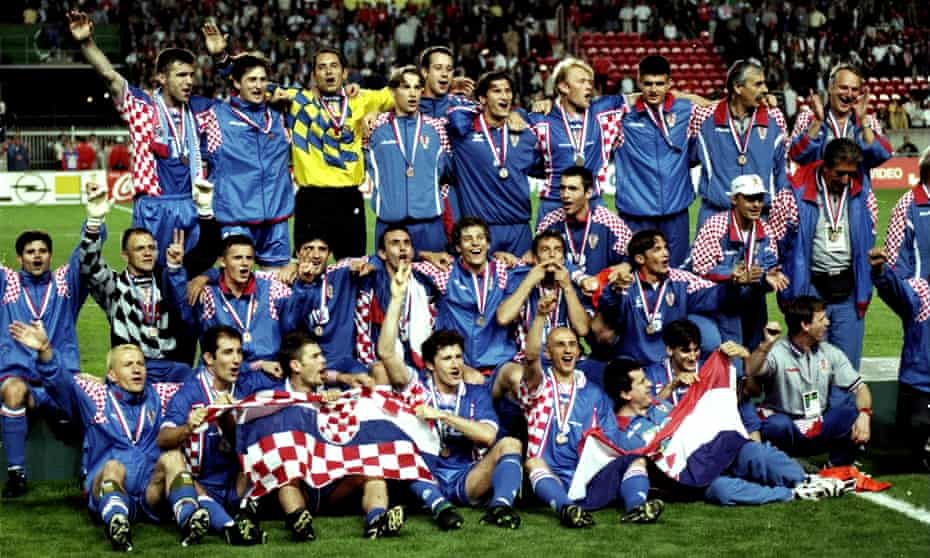 Croatia’s players after winning the World Cup third place playoff against the Netherlands in 1998.
