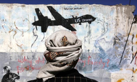 Graffiti in Sana’a, Yemen. The Pentagon did not address rumors of civilian casualties.