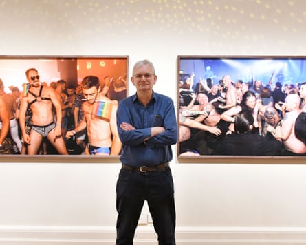 Martin Parr at his Only Human exhibition at the National Portrait Gallery, London, in 2019