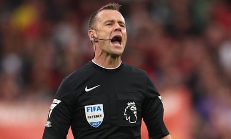 Stuart Attwell leads today’s team of match officials at St Mary’s.