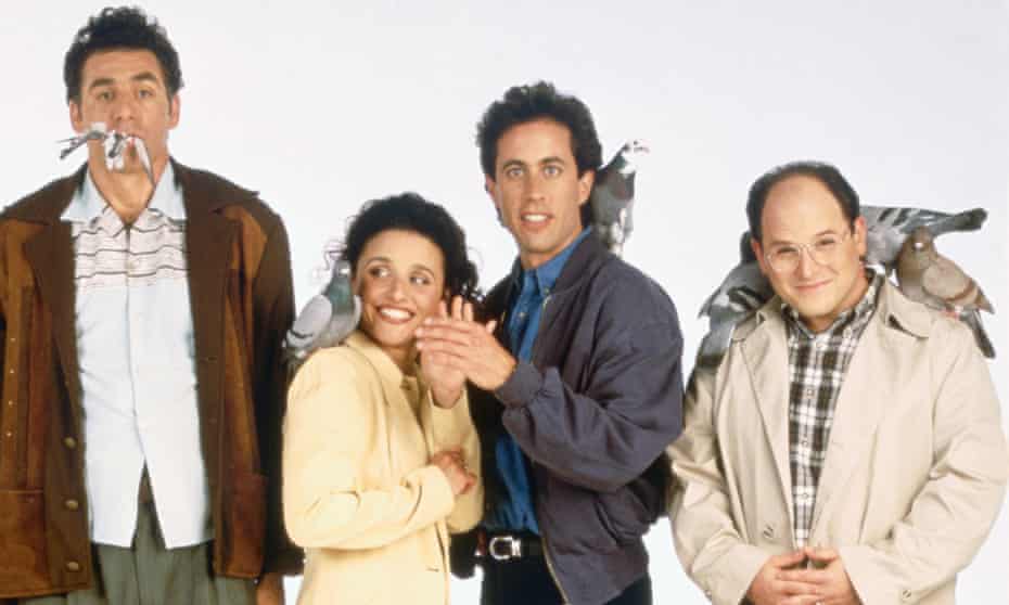 The cast of Seinfeld, from left: Michael Richards as Cosmo Kramer, Julia Louis-Dreyfus as Elaine Benes, Jerry Seinfeld as Jerry Seinfeld, Jason Alexander as George Costanza.