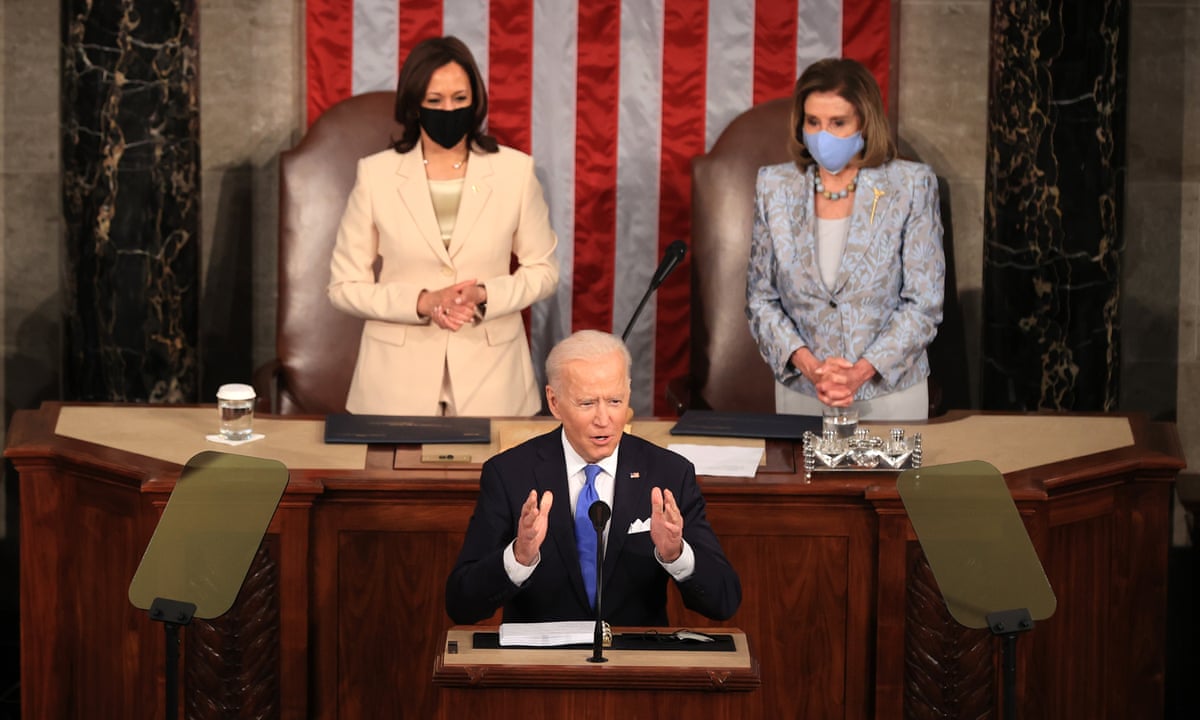 Biden Flanked By Two Women As He Addresses Congress In Historic First Joe Biden The Guardian Sotu Address 2022 Review