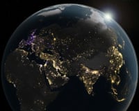 a view of the earth at night