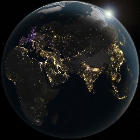 Satellite image of Earth at night