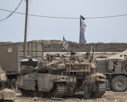 Israeli tanks and armoured vehicles at the Gaza border