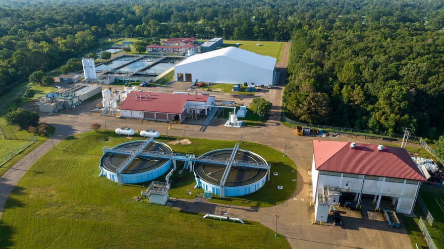 Une vue aérienne de l'OB Curtis Water Works dans la ville de Jackson à Ridgeland, Mississippi.