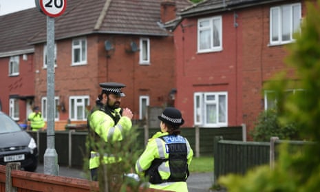 Police officers outside a residential property in Fallowfield, south Manchester, the area where Salman Abedi grew up