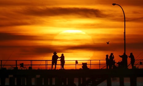 Sunrise over Altona pier in Melbourne on Thursday