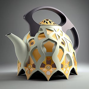 A kettle in the style of Gaudi created in AI by Marcus Byrne of creative agency Thinkerbell in Australia.