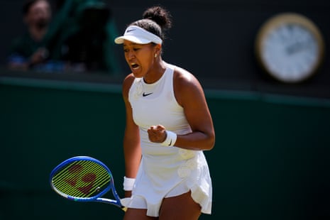 Naomi Osaka of Japan celebrates victory following her Ladies' Singles match against Daria Kasatkina of Australia.