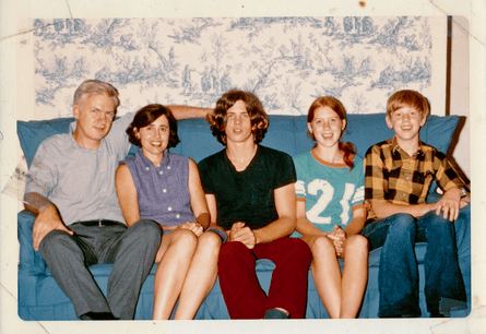 Moore, right, aged 13 with his parents and brother and sister in Bethel, Connecticut, 1971.