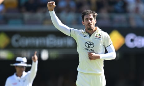 Mitchell Starc takes the wicket of Alick Athanaze as West Indies slump on Day 1 of the Second Test.