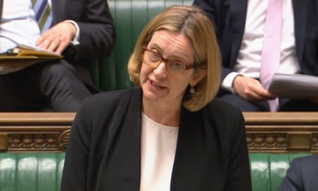 Amber Rudd speaks in the decidedly uncompliant environment of the House of Commons on Monday.