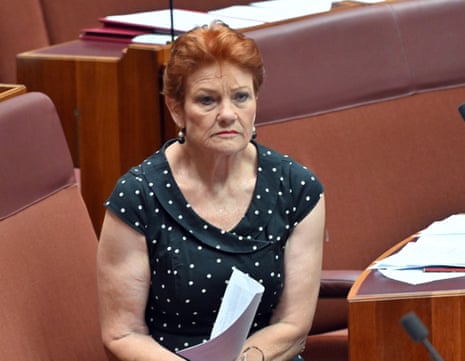 The One Nation leader, Pauline Hanson.