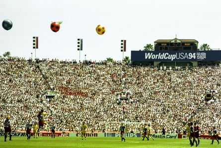 A scene from a game at the Rose Bowl during the 1994 World Cup.