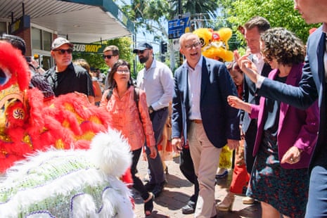 Prime minister Anthony Albanese meets with local residents during lunar new year celebrations in Sydney