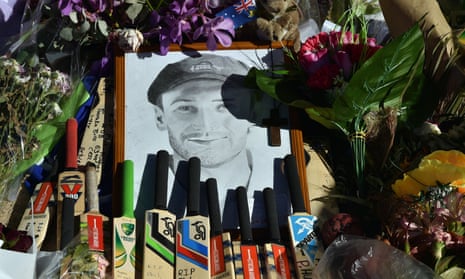 Bats and caps left outside the stadium in a tribute to the Phillip Hughes