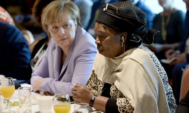 Angela Merkel listens to African Union chairperson Nkosazana Dlamini-Zuma at the EU’s Africa summit on migration.
