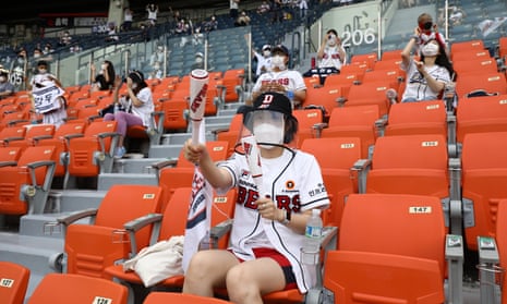 Fans at a baseball game in Seoul on Sunday. 
