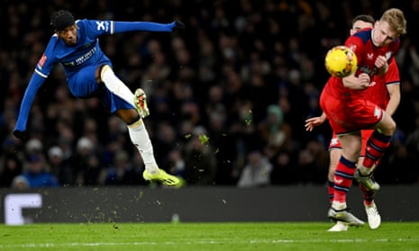 Chelsea’s Noni Madueke shoots against Preston North End.