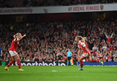 Jordan Nobbs of Arsenal celebrates after opening the scoring.