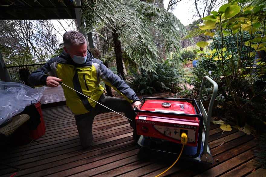 Mark Fergus starts a generator at his property in Olinda.