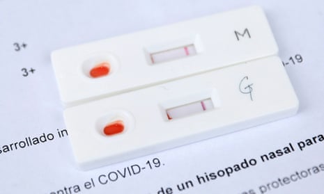 Negative antibody tests are seen at a SOMOS Community Care Covid-19 antibody walk-in testing in Brooklyn, New York City