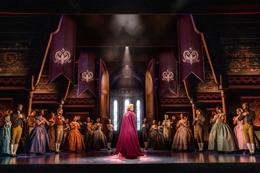 The chilly by no means bothered them anyway: how Frozen made musical magic | Theatre 9 Samantha Barks (Elsa) and cast in the castle.