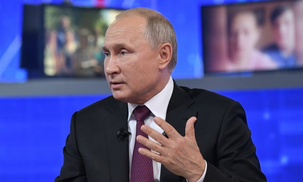 Vladimir Putin during his annual question and answer live broadcast.