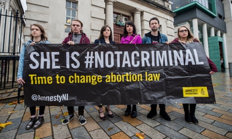 Pro-choice campaigners in Belfast last month