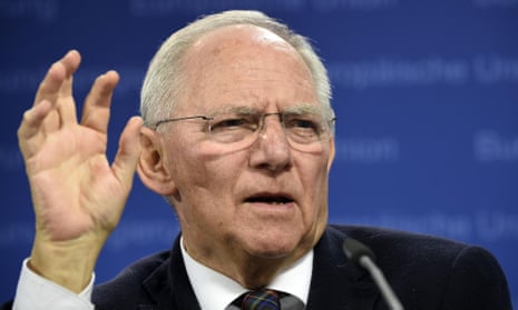 German finance minister Wolfgang Schäuble speaks after Eurogroup meeting.